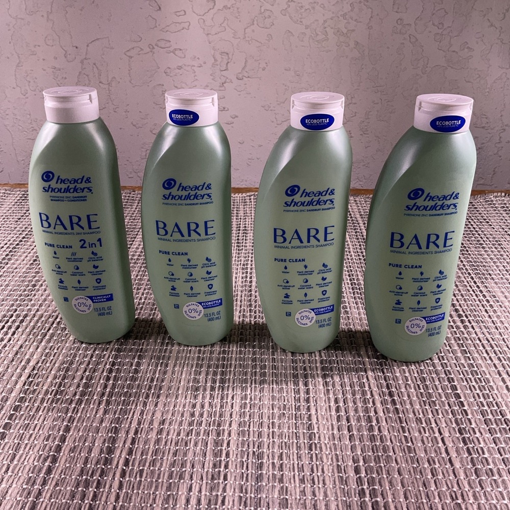 4 Head & Shoulders Bare Pure Clean 2IN1 Dandruff Shampoo & Conditioner 13.5oz